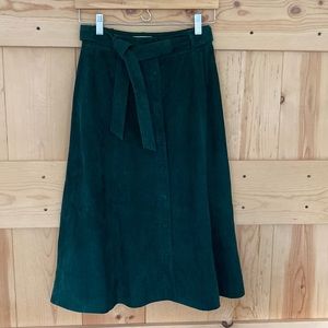 Sezane Dark Green Suede Skirt